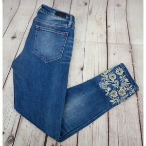 MISS ME Women's Mid Rise Skinny Ankle Jeans SIZE 26 Floral Embellished Ankles